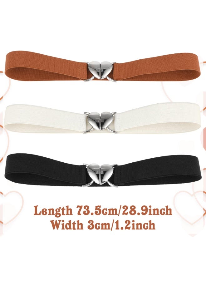 3Pcs Elastic Belts with Heart Buckle for Girls, Cute Stretch Kids Waist Belt Adjustable Toddler Belts for Pants Dress Jeans - Image 3